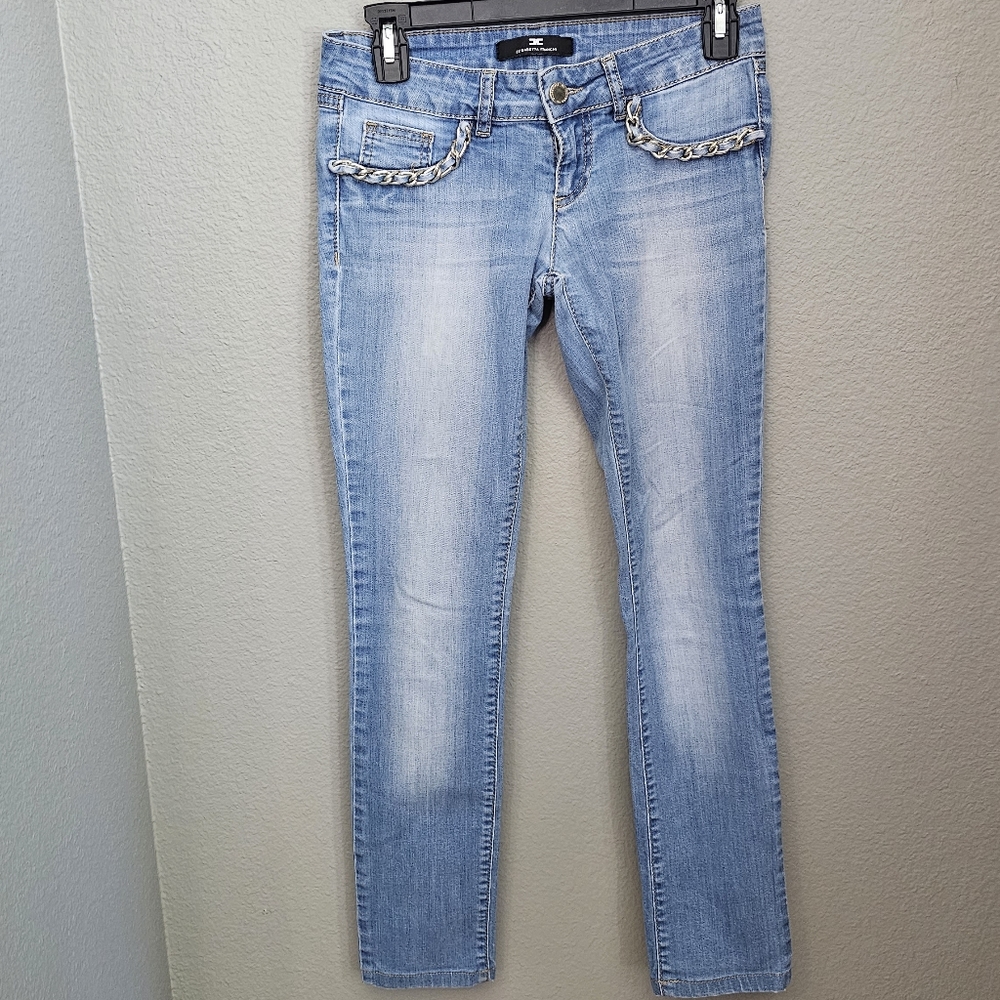 Elisabetta Franchi Designer Jeans Chain Pockets Size 26